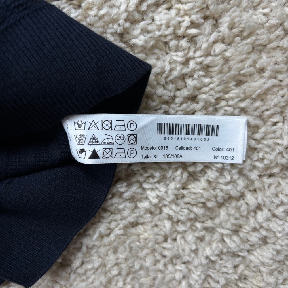 Massimo Dutti Knit Polo Shirt Mens XL Navy Blue Ribbed Cotton Short Sleeve - Picture 3 of 8